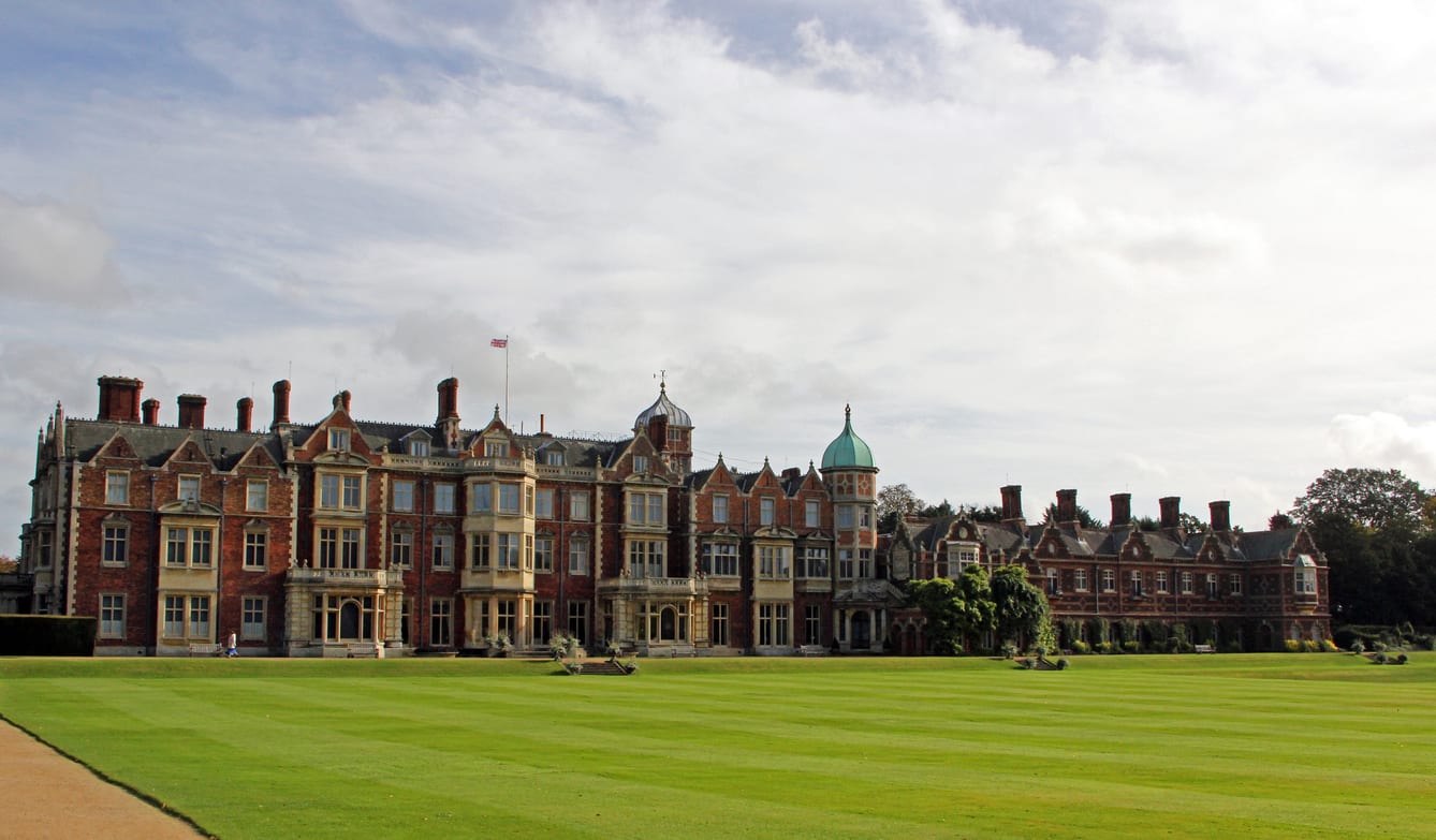 Sandringham House is the Queen's residence for a part of the year, including where the Royal Family spends Christmas together.  Situated on 60 acres of parks and gardens, it has been the Royal Family's country retreat since 1870.