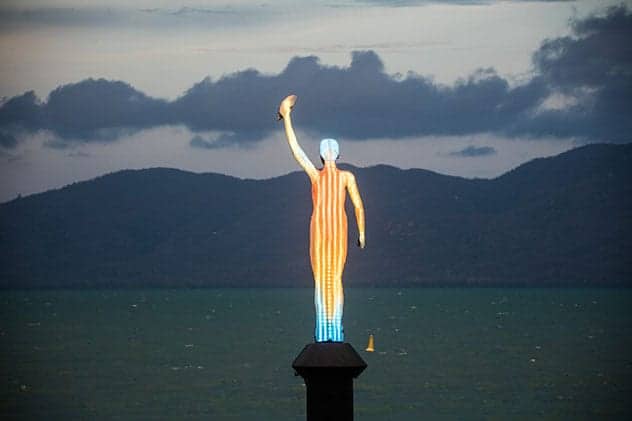 'Ocean Siren' changes colour with the temperature of the reef. It is part of MOUA, off Townsville, the latest underwater museum by Jason deCaires Taylor Jason deCaires Taylor, Townsville, underwater musuem, MOUA