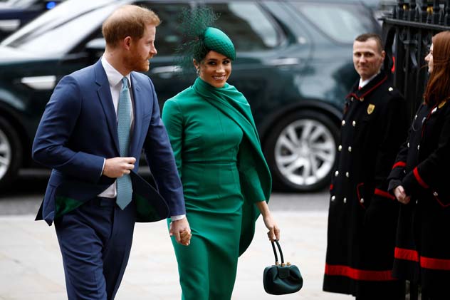 Britain's Prince Harry and Meghan, Duchess of Sussex, arrive for the annual Commonwealth Service at Westminster Abbey in London, Britain March 9, 2020. REUTERS/Henry Nicholls - RC2FGF9HBSF3