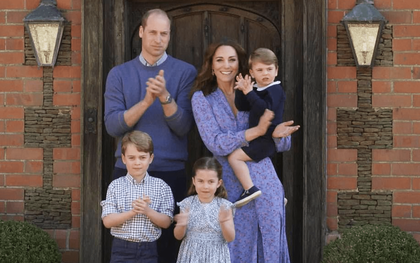 Duke and Duchess of Cambridge and their children Clap for Carers