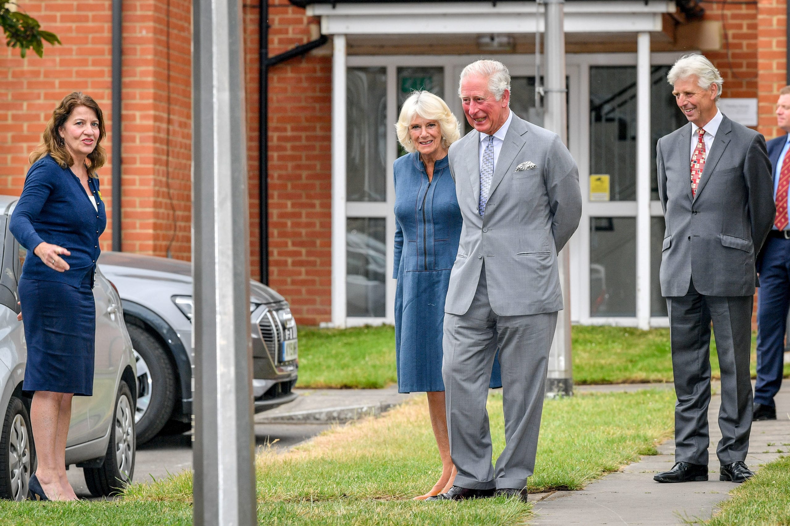 Britain's Charles, Prince of Wales and Camilla, Duchess of Cornwall arrive as they meet with workers who have responded to the coronavirus disease (COVID-19) outbreak, at Gloucestershire Royal Hospital, in Gloucester, Britain June 16, 2020. Ben Birchall/Pool via REUTERS