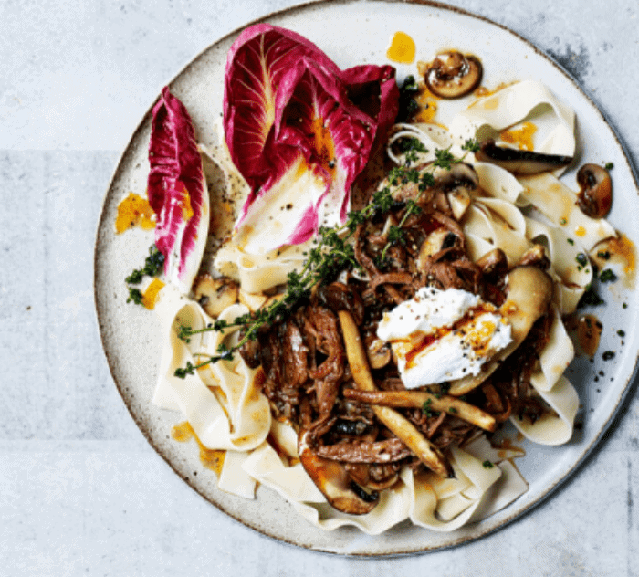 Brisket & Sherry-roasted Mushroom Ragu with Pasta