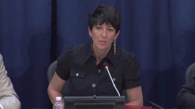 FILE PHOTO: Ghislaine Maxwell, longtime associate of accused sex trafficker Jeffrey Epstein, speaks at a news conference on oceans and sustainable development at the United Nations in New York, U.S. June 25, 2013 in this screengrab taken from United Nations TV file footage. UNTV/Handout via REUTERS
