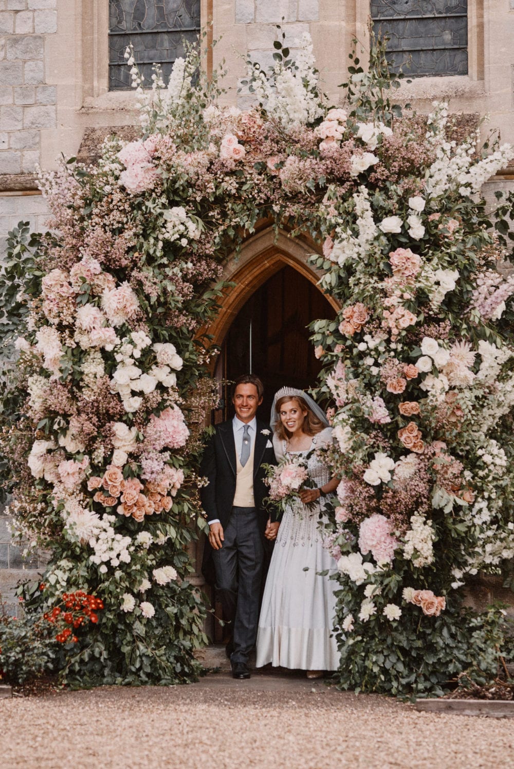 Britain's Princess Beatrice and Edoardo Mapelli Mozzi leave The Royal Chapel of All Saints at Royal Lodge after their wedding, in Windsor, Britain, in this official wedding photograph released by the Royal Communications on July 18, 2020. Benjamin Wheeler/Pool via REUTERS