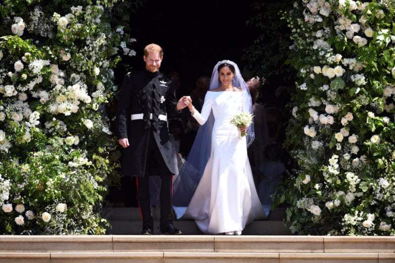 Prince Harry and Meghan Markle leave St George's Chapel at Windsor Castle after their wedding.  Saturday May 19, 2018.  Neil Hall/Pool via REUTERS - RC14AB6D13C0