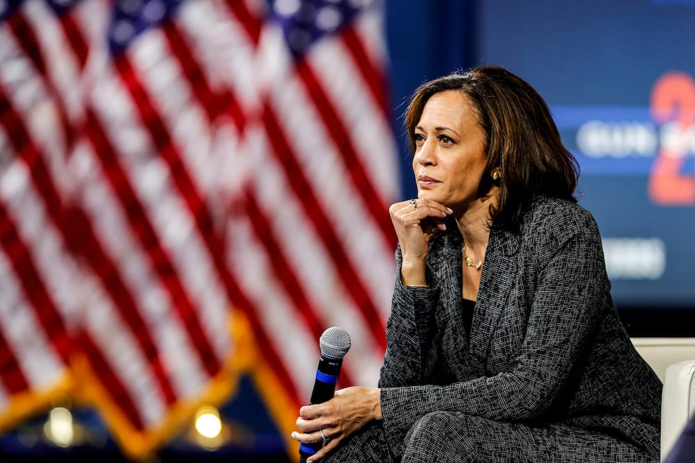 FILE PHOTO: U.S. Democratic presidential candidate Sen. Kamala Harris (D-CA) listens to a question from the audience during a forum in Las Vegas, Nevada, U.S. October 2, 2019.  REUTERS/Steve Marcus/File Photo