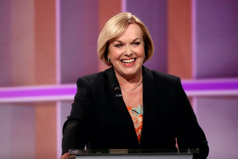 FILE PHOTO: National leader Judith Collins participates in a televised debate with New Zealand Prime Minister Jacinda Ardern at TVNZ in Auckland, New Zealand, September 22, 2020.  Fiona Goodall/Pool via REUTERS/File Photo