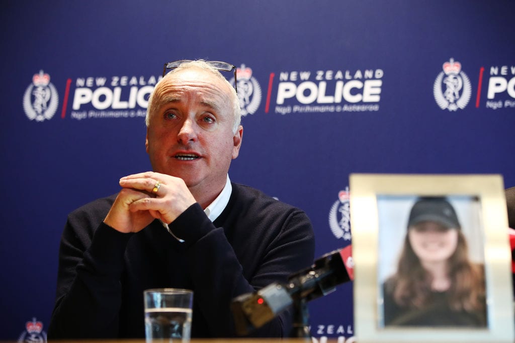 AUCKLAND, NEW ZEALAND - DECEMBER 07: Father of missing British woman Grace Millane, David Millane reads a statement on on December 07, 2018 in Auckland, New Zealand. Police are investigating the disappearance of 22-year-old British woman Grace Millane after last been seen on Saturday December 1 in Auckland.  (Photo by Hannah Peters/Getty Images)
