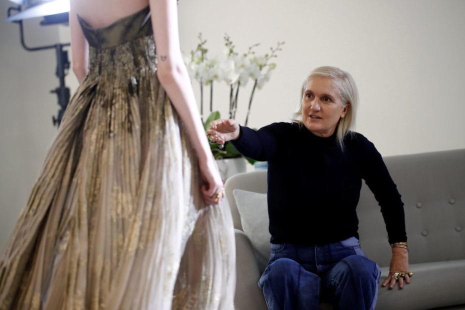 Maria Grazia Chiuri, designer for fashion house Dior, works during a fitting session ahead of the Spring/Summer 2021 Haute Couture collection presentation in a digital format in Paris, France, January 20, 2021. Picture taken January 20, 2021. REUTERS/Benoit Tessier