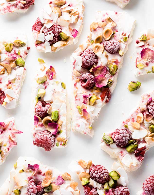 Frozen Yoghurt Bark with Pistachios & Raspberries Recipe