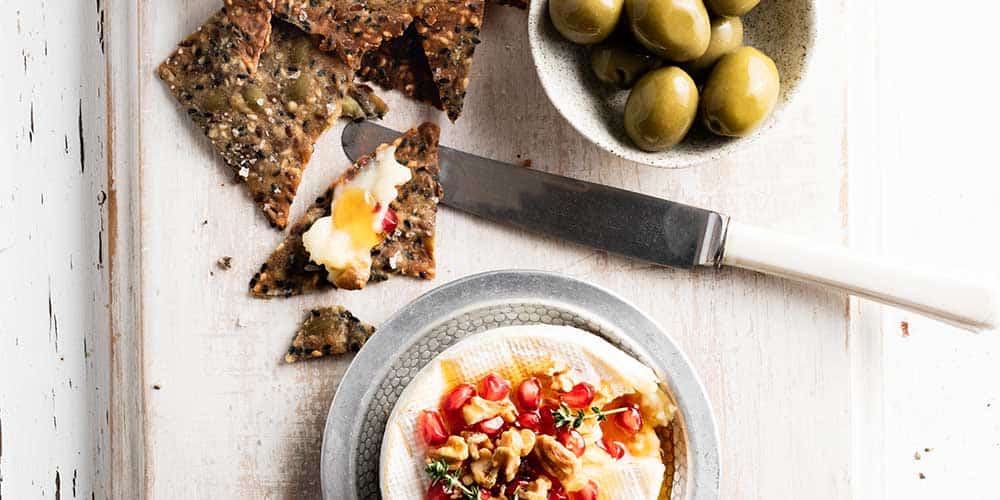 Buckwheat & Seed Lavosh with Baked Brie Recipe MiNDFOOD