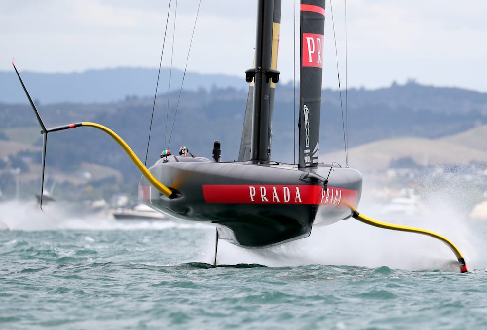 Sailing - 36th America's Cup - Waitemata Harbour, Auckland, New Zealand - March 10, 2021  Luna Rossa Prada Pirelli in action during Race 2 of the America's Cup REUTERS/Simon Watts