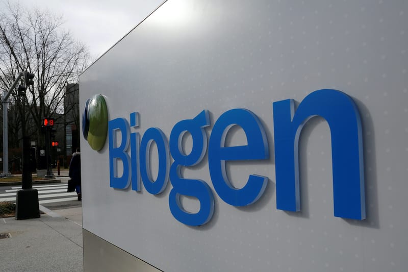 FILE PHOTO: A sign marks a Biogen facility in Cambridge, Massachusetts, U.S. January 26, 2017.   REUTERS/Brian Snyder