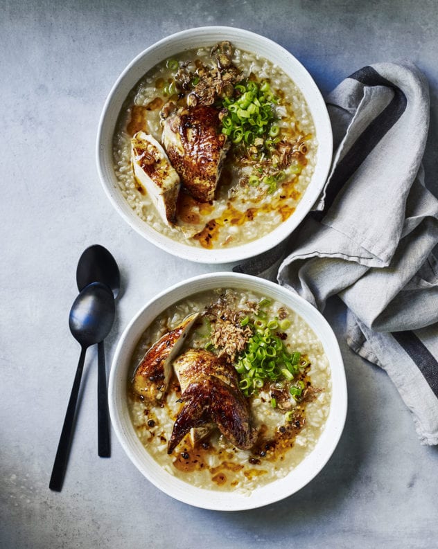Ginger Chicken Congee with Crispy Garlic Chilli Oil