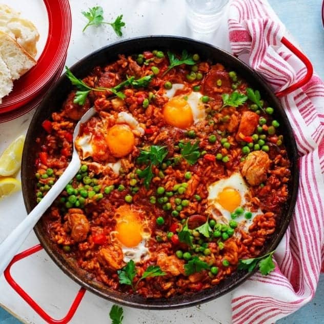 Baked Paella-Style Rice with Eggs