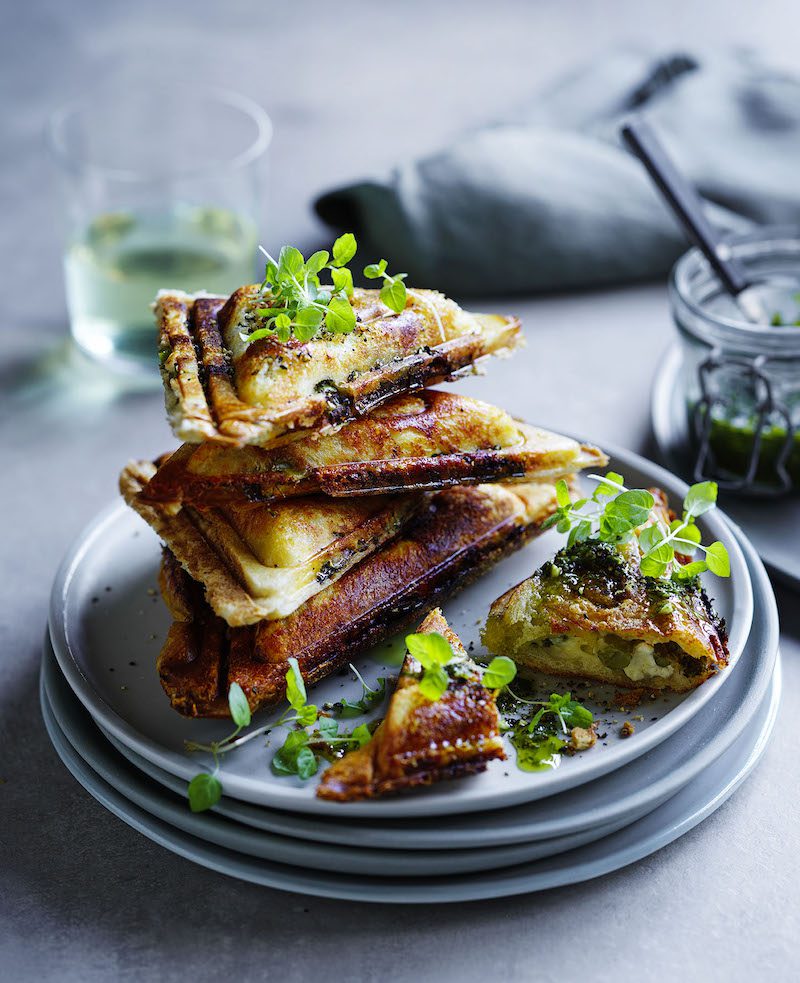 Broccolini and Three Cheese Toasties with Mint, Broccolini Stem and Lemon Pesto