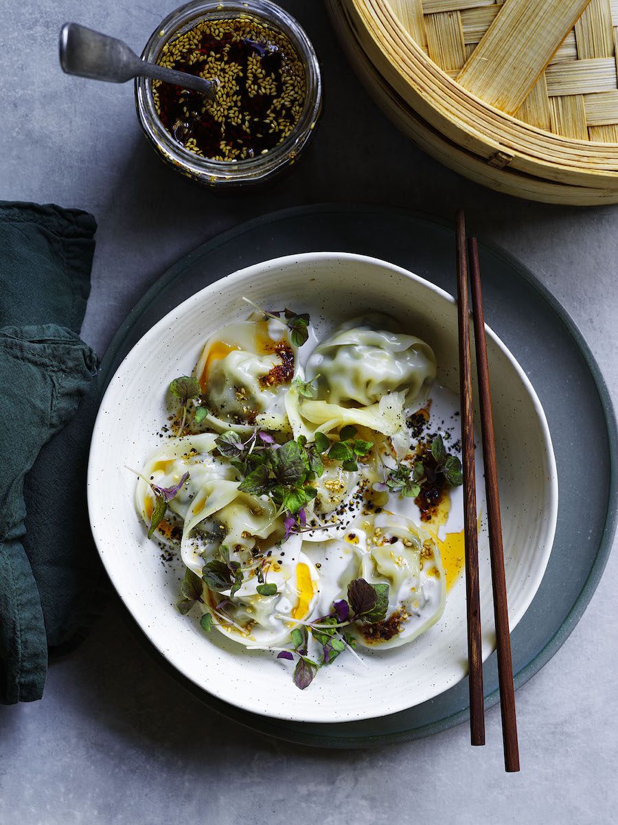Ginger and Cabbage Dumplings with Ginger Chilli Coconut Sauce