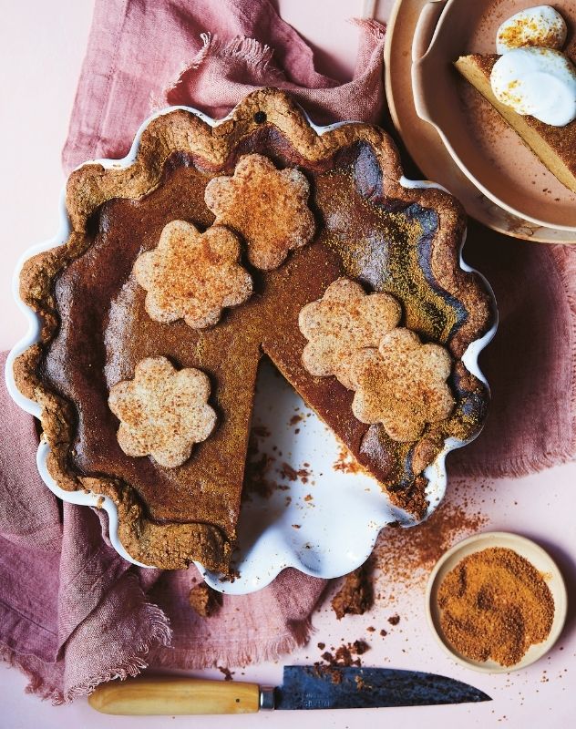 Spiced Pumpkin Pie with an Almond and Ginger Crust