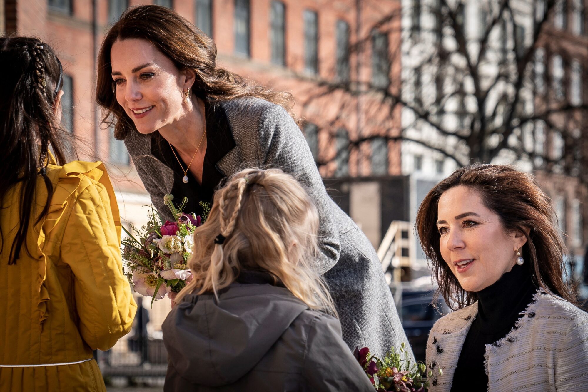 Britain's Catherine, Duchess of Cambridge and Crown Princess Mary of Denmark visit the Danner Crisis Center in Copenhagen