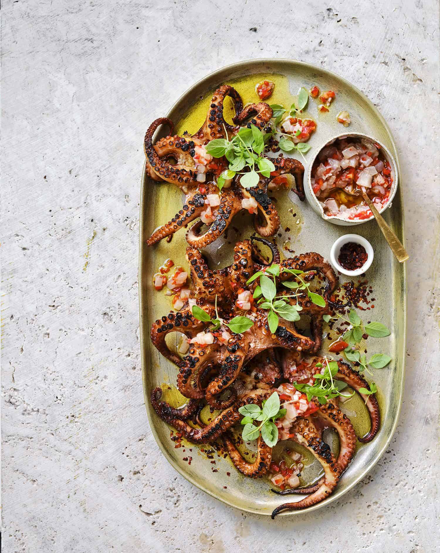 Grilled Octopus Salad with Ceviche Dressing