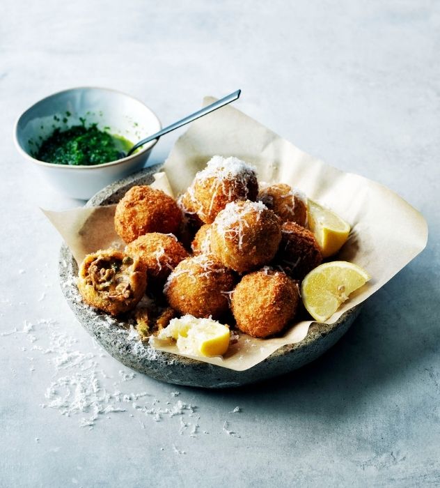 Lamb & Manchego Croquettes with Mojo Verde