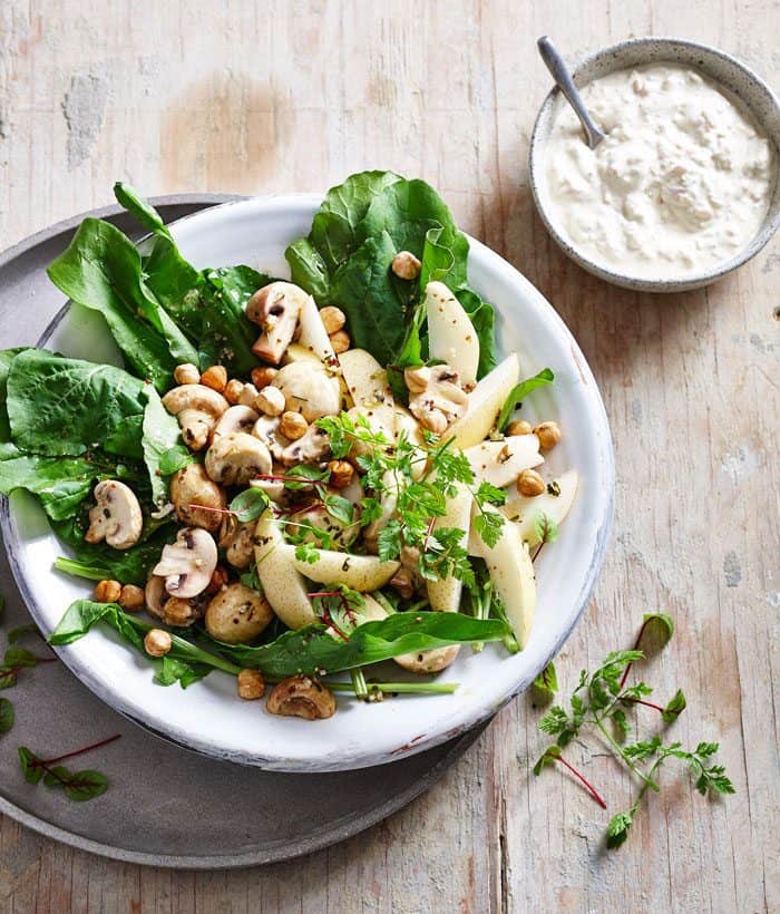 Marinated Mushrooms, Nashi & Hazelnut Salad