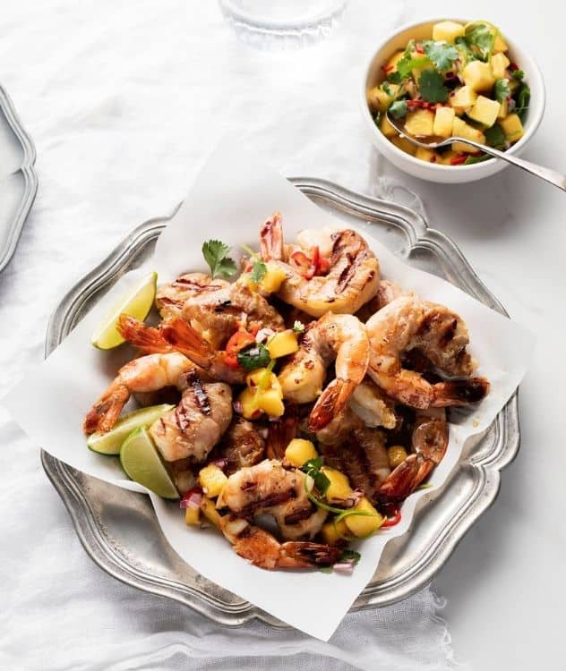 Prosciutto-Wrapped Prawns with Mango Salsa