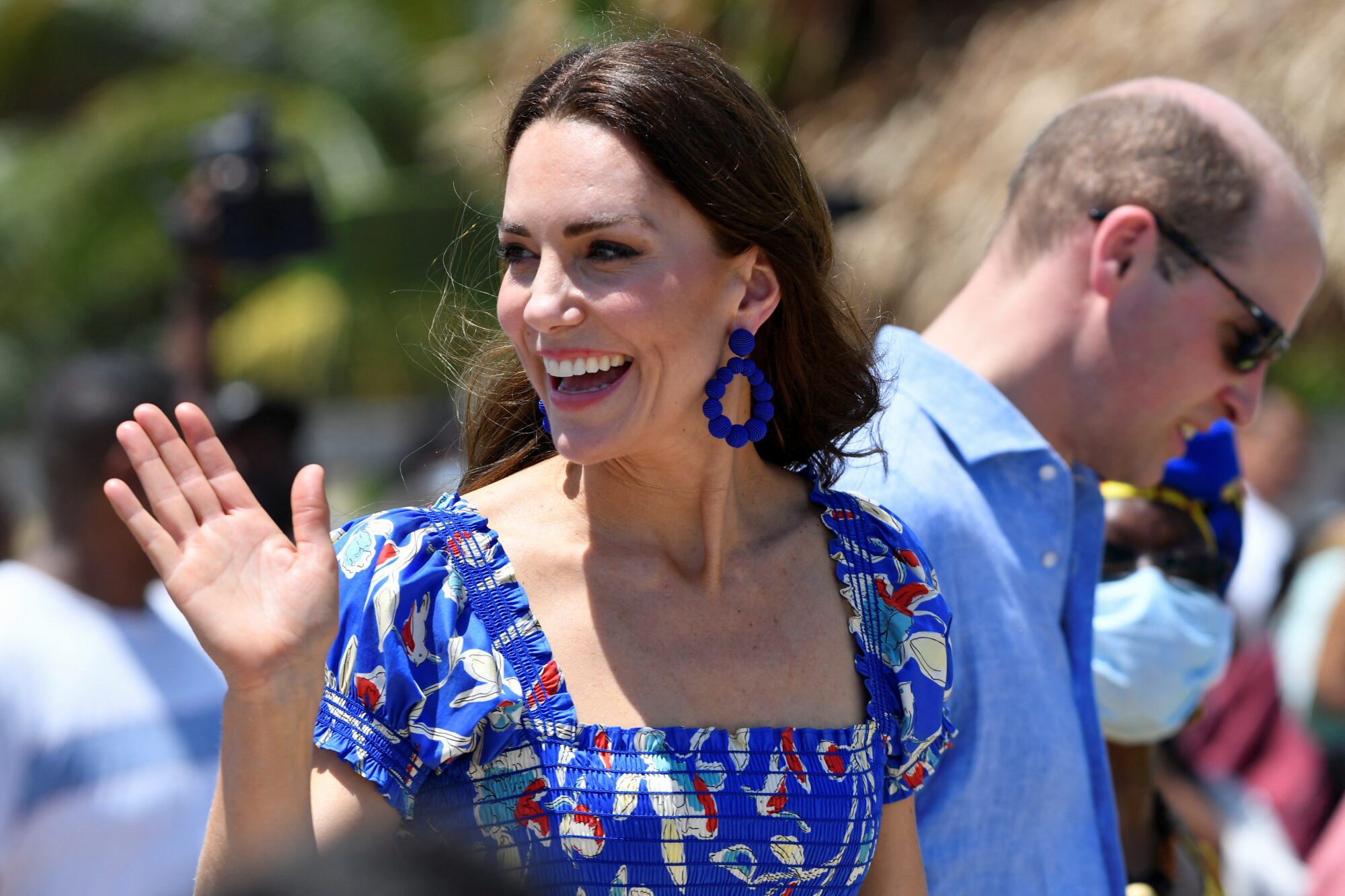Britain's Catherine, Duchess of Cambridge, visits the Garifuna community with Prince William, on the second day of their tour of the Caribbean, Hopkins, Belize, March 20, 2022.  REUTERS/Toby Melville
