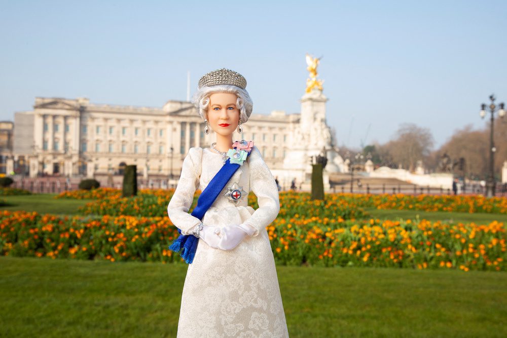 Undated handout photo of the Queen Elizabeth II Barbie doll to mark the British monarch's Platinum Jubilee. Mattel/Handout via REUTERS