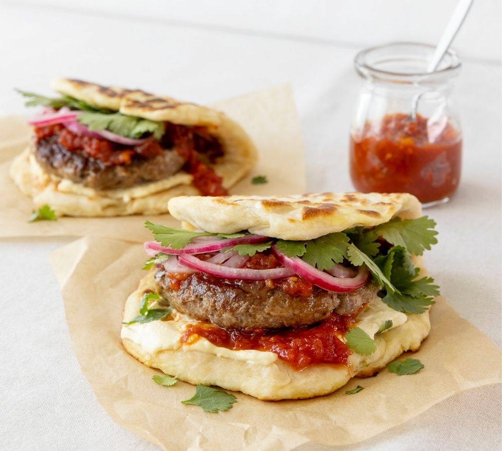 Indian Spiced Lamb Rump Burger with Naan better