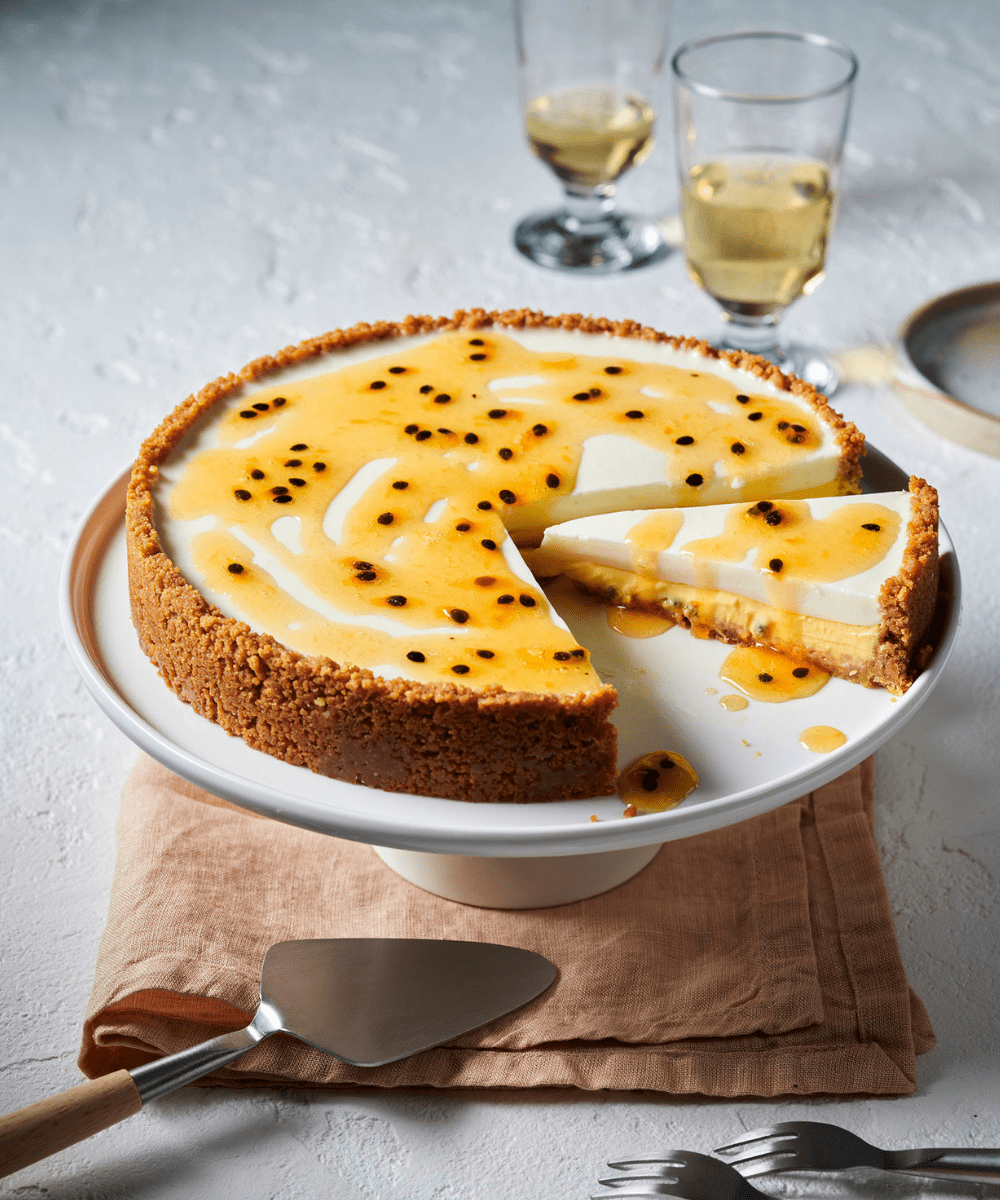 Ginger & Passionfruit Cheesecake with Buttermilk Panna Cotta