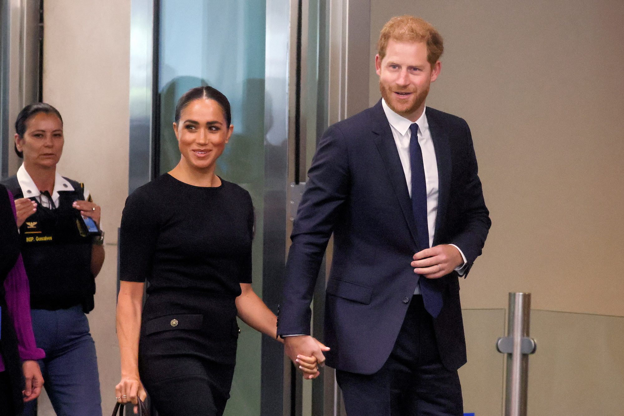 Britain's Prince Harry and his wife Meghan, Duchess of Sussex, arrive to celebrate Nelson Mandela International Day at the United Nations Headquarters in New York, U.S. July 18, 2022. REUTERS/Brendan McDermid