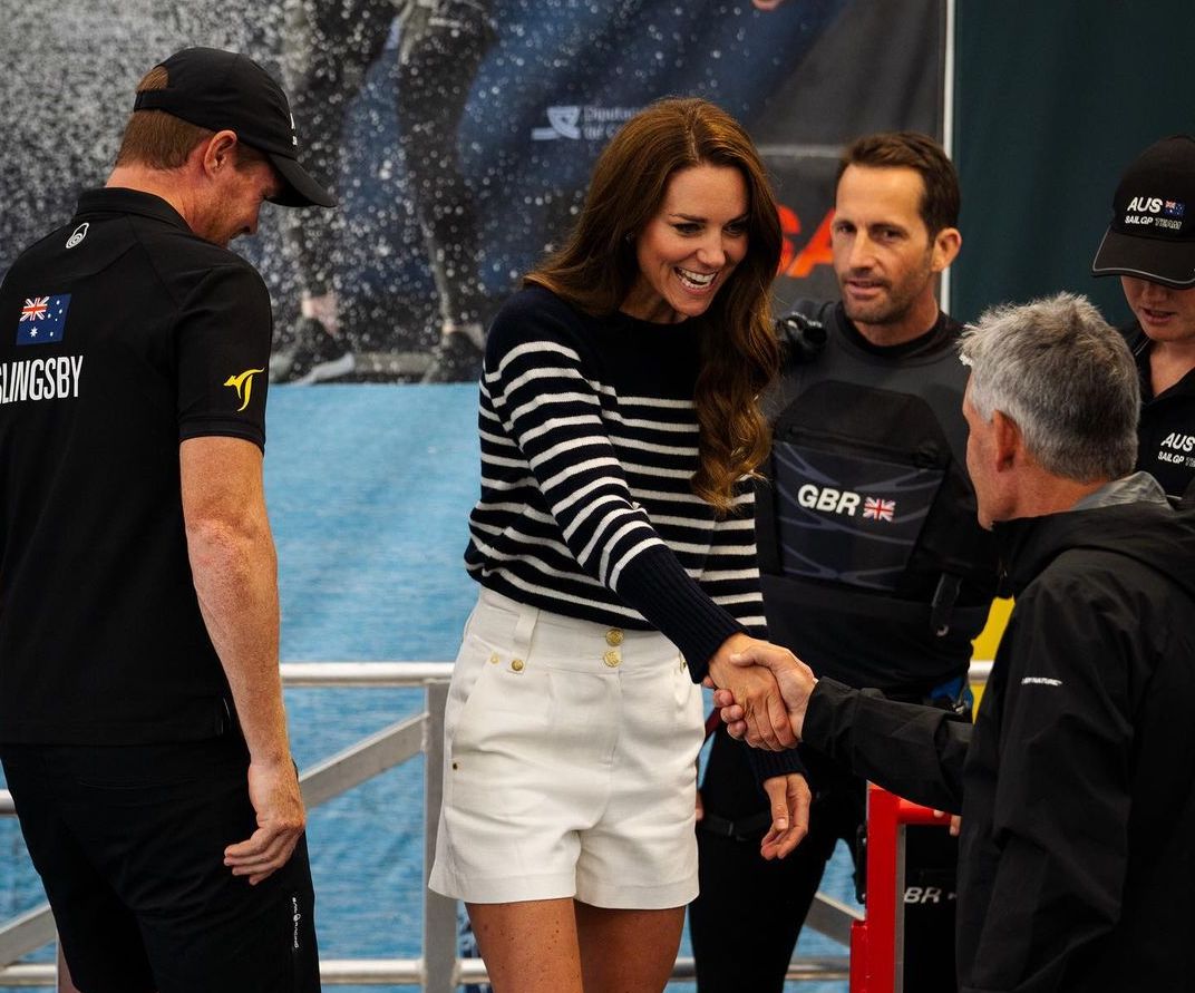 The Duchess of Cambridge takes to the water with @benainslie and the @sailgpgbr team.