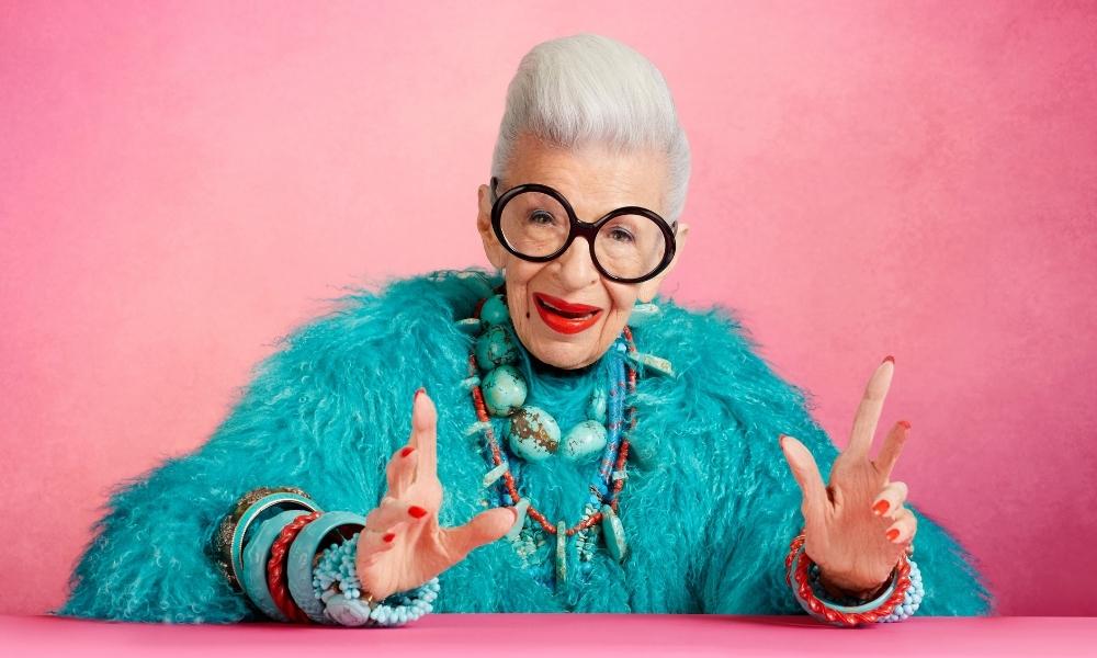 Centenarian style icon Iris Apfel launches colourful makeup collaboration