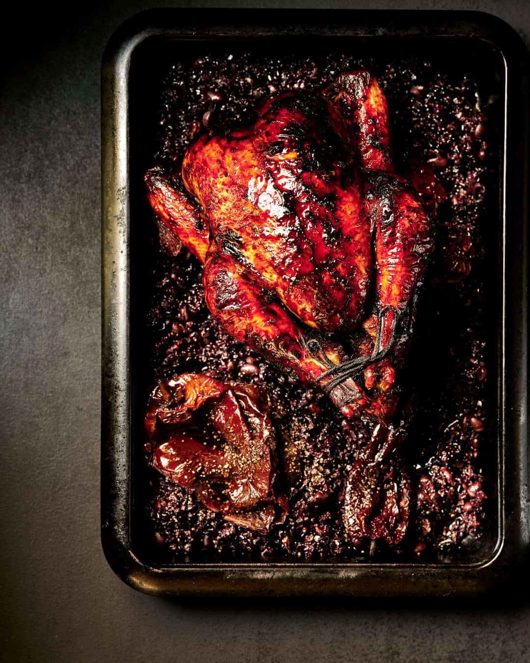 Smoky Black Garlic Chicken & Black Rice Tray Bake