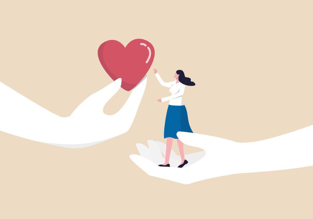 woman and heart illustration