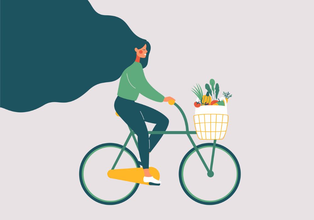 woman cycling illustration