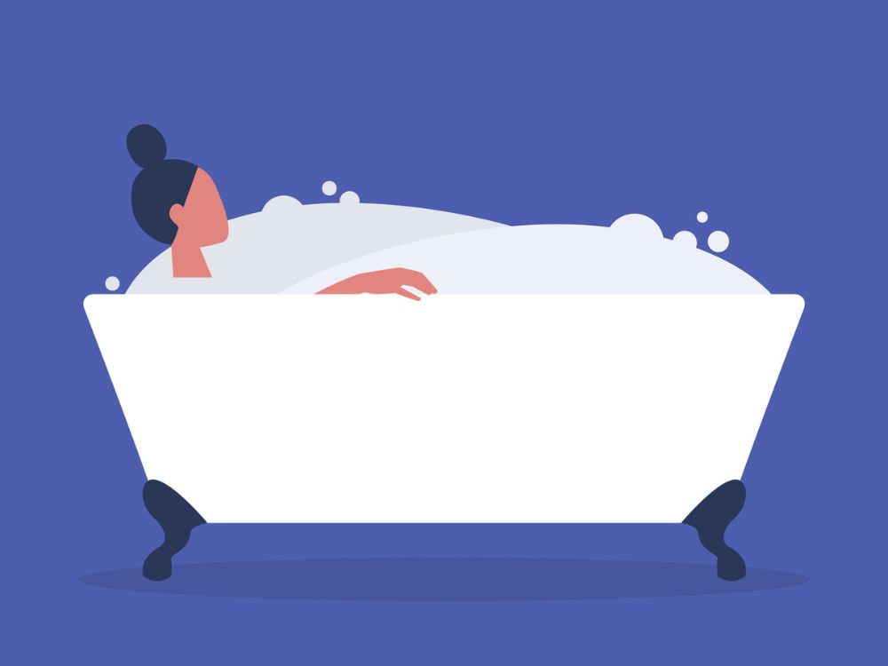 woman in bath illustration