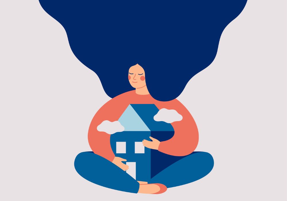 woman with house illustration