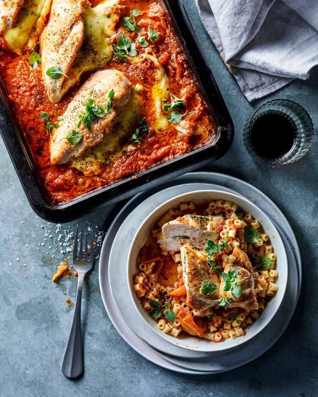 Mozzarella-Stuffed Chicken Breasts with Creamy Tomato & Chilli Sauce