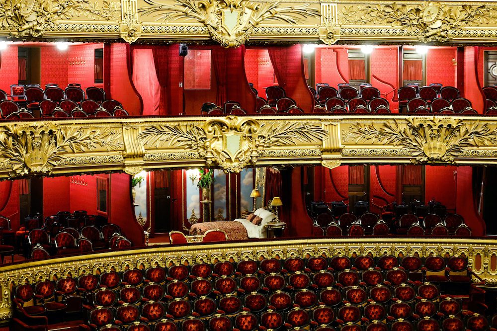 A view shows the Loge d'honneur transformed into a bedchamber inside the Opera Garnier, during a media presentation of the space inspired by the Phantom of the Opera which will be rented through Airbnb to two people for one night, in Paris, France, January 3, 2023. REUTERS/Gonzalo Fuentes
