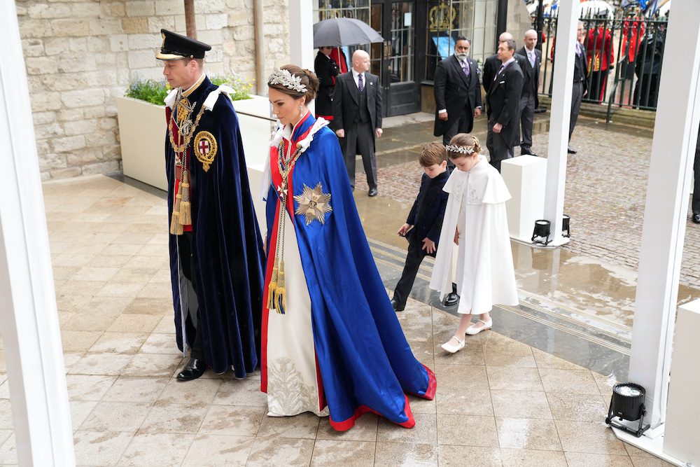 Prince and Princess of Wales, Prince William and Kate Middleton, Prince Louis and Princess Charlotte arrive for the coronation ceremony of Britain's King Charles and Queen Camilla at Westminster Abbey, in London, Britain May 6, 2023. Dan Charity/Pool via REUTERS