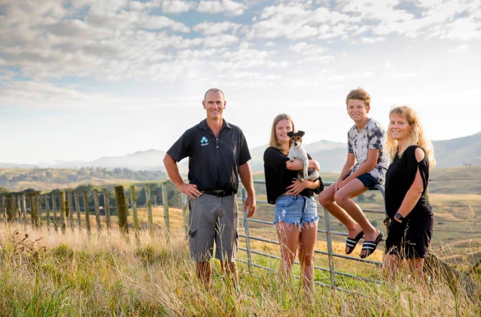 Whangara Farms’ Richard Scholefield and family