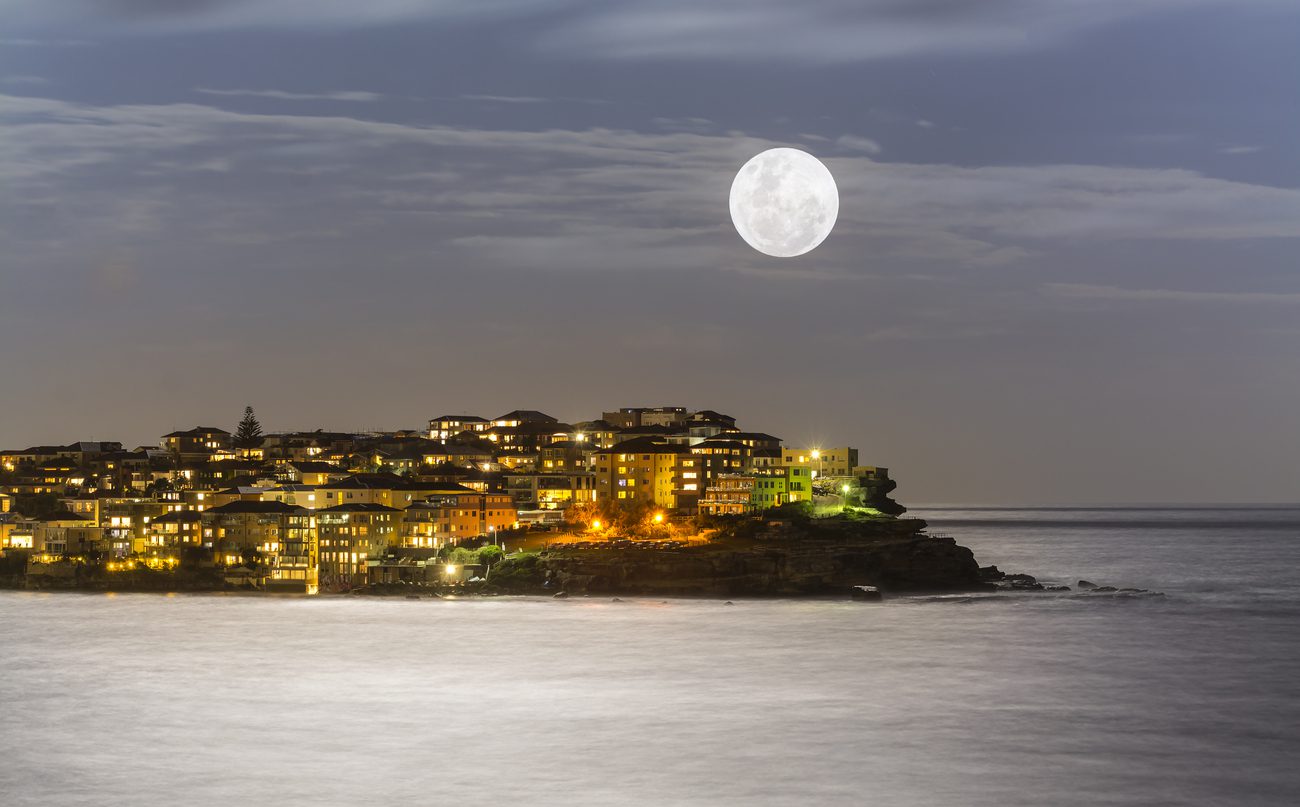 Supermoon over Bondi Beach, Sydney