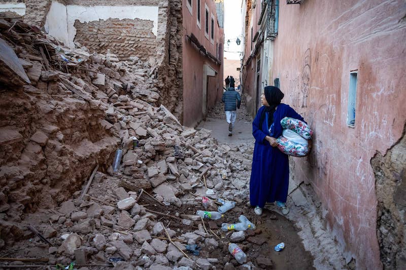 The quake, measuring magnitude-7, caused widespread destruction. Image by Fadel Senna via Getty - Intrepid Travel 