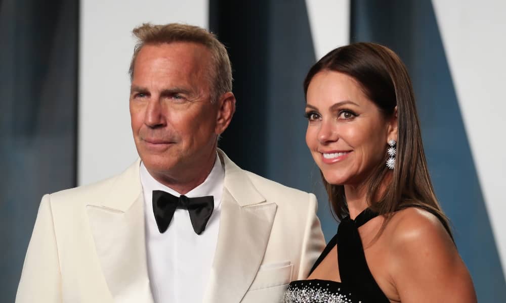 Kevin Costner and Christine Baumgartner arrive at the Vanity Fair Oscar party during the 94th Academy Awards in Beverly Hills, California, U.S., March 27, 2022. REUTERS/Danny Moloshok