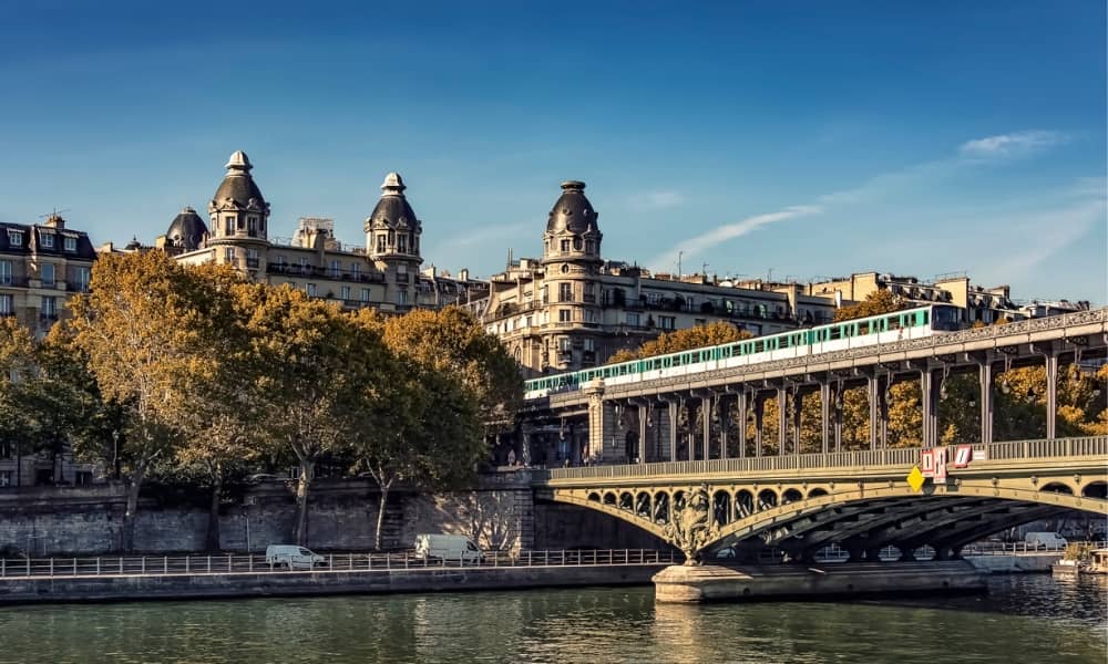 Bir-Hakeim bridge on the Seine River in Paris