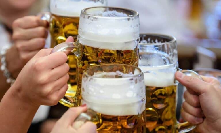 Guests toasting at Oktoberfest in Munich. Matthias Balk/dpa via Reuters Connect