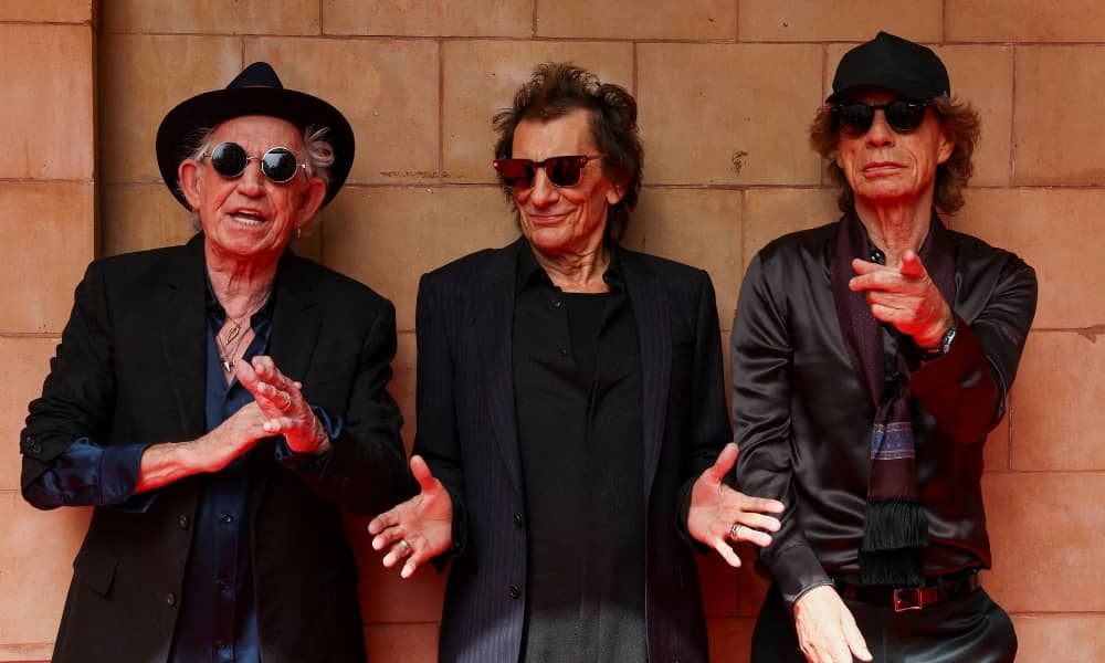 Rolling Stones band members Mick Jagger, Keith Richards and Ronnie Wood attend a launch event for their new album "Hackney Diamonds", at Hackney Empire in London, Britain, September 6, 2023. REUTERS/Toby Melville