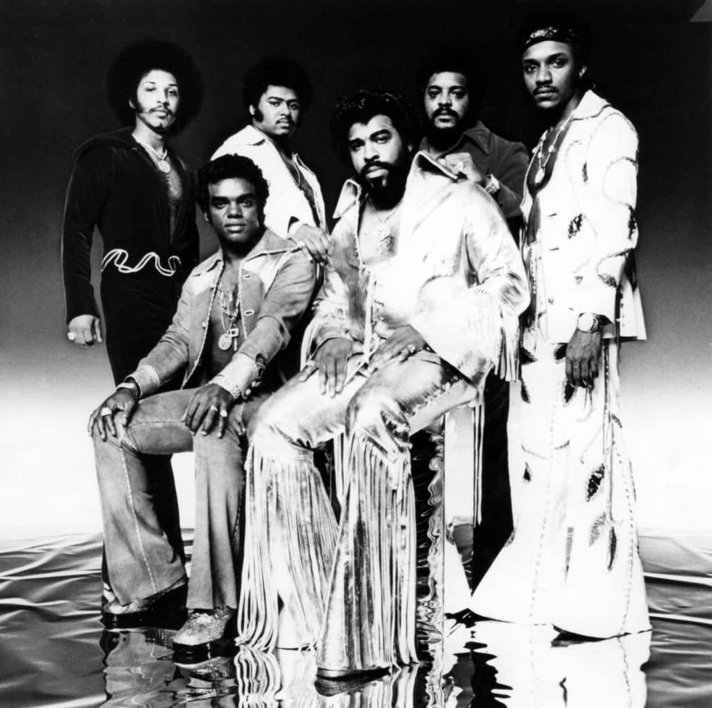 L-R: Chris Jasper, Ronald Isley (front), O'Kelly Isley Jr, Rudolph Isley (front), Marvin Isley, Ernie Isley